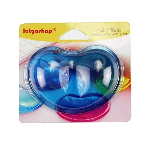  [AUSTRALIA] - LetGoShop Silicone Gel Wrist Rest Cushion Heart-Shaped Translucence Ergonomic Mouse Pad Cool Hand Pillow Effectively Reduce Wrist Fatigue Pain, Blue