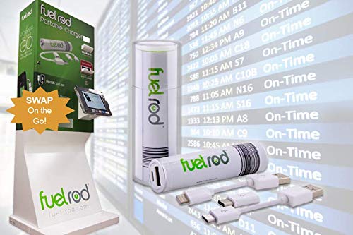  [AUSTRALIA] - FuelRod Portable Charger Kit - Pack of 2 - Includes All Cables & Adapters Compatible with All Tablets & Smart Phones, Rechargeable Backup Power Bank, Swap for Charged Rod at Kiosk White