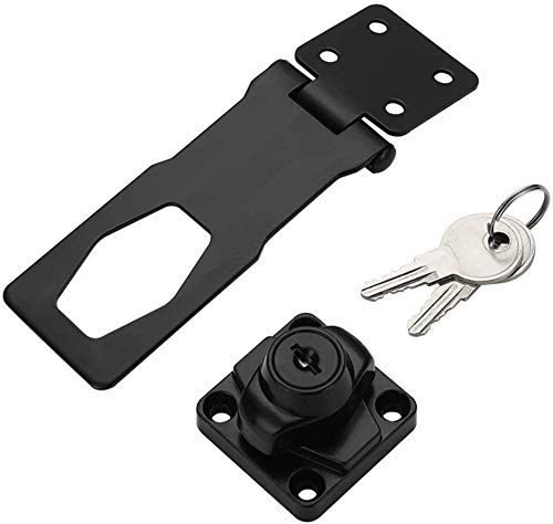  [AUSTRALIA] - keyed Hasp Locks Twist Knob Keyed Locking Hasp for Small Doors, Cabinets and More,Hardware Hasps,Chrome Plated Hasp Lock Catch Latch Safety Lock (Deep Black) Deep black