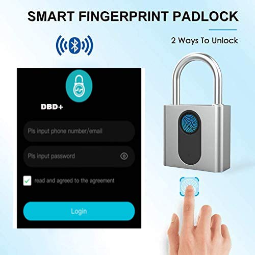  [AUSTRALIA] - Fingerprint Padlock, Bluetooth Lock,Smart Keyless Security Lock,Fingerprint Lock IP66 Waterproof Outdoor Locker for Gym, Door, Backpack, Luggage Suitcase, Bike, Office, USB Charging(Bluetooth ) Fingerprint Padlock