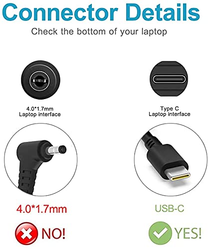  [AUSTRALIA] - USB C Laptop Charger 65W for Lenovo Yoga 720 730 720-13ikb 730-13IKB X13 Thinkpad E14 E15 L13 L15 E480 E495 E580 E585 L380 L390 T480S T580 T490S P52S P53S Yoga 7 14itl5 15itl5 82bj Ideapad 730s