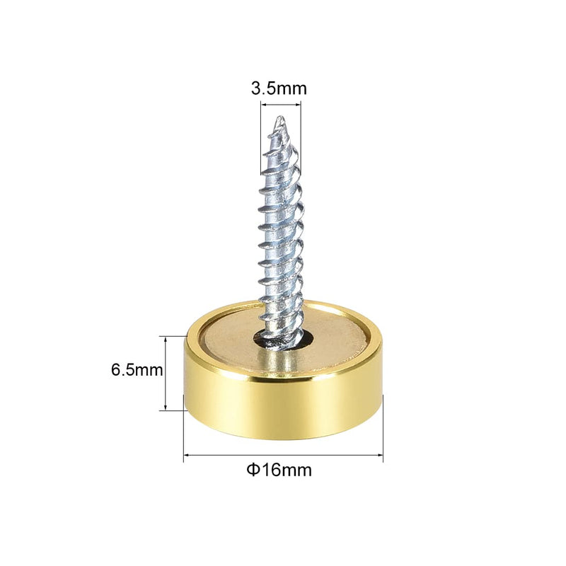  [AUSTRALIA] - uxcell Mirror Screws Decorative Cap Cover Nails Polished Gold 16mm 8pcs