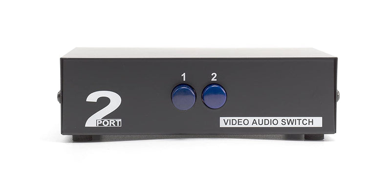  [AUSTRALIA] - 2 Way AV Switch - 2 Input 1 Output RCA Selector Switch for Composite Audio and Video - Switcher Box - Includes RCA Composite Cable (Black) 2 Port