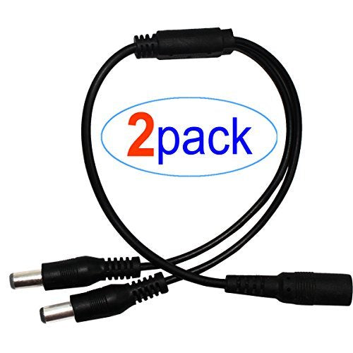 2Pack 1 to 2 Way DC Power Splitter Cable Barrel Plug 5.5mm x 2.1mm for CCTV Cameras LED Light Strip and more 1to2 - LeoForward Australia