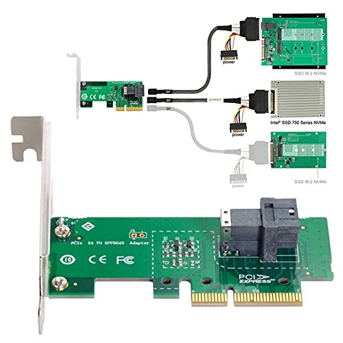  [AUSTRALIA] - Cablecc PCI-E 3.0 4.0 to SFF-8643 Card Adapter and U.2 U2 SFF-8639 NVME PCIe SSD Cable for Mainboard SSD Green 8643-PCIE Adapter+ Black 8643-8639 Cable