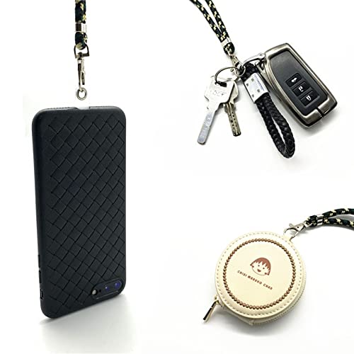  [AUSTRALIA] - 5packs Phone Lanyards Universal Cell Phone Lanyard with Adjustable Detachable Nylon Crossbody Neck Strap and Phone Tether (Black Pad) Black Pad