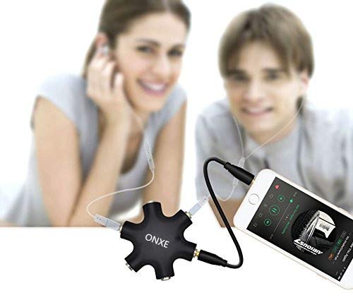 Headphone Splitter,ONXE 3.5mm Stereo Audio Headset Adapter,5 Way 1 Male to 2 3 4 5 Female Splitter Cable for Mp3 Player,Mobile Phone,Laptop,PC,Headphones,Speakers（Black） Black - LeoForward Australia