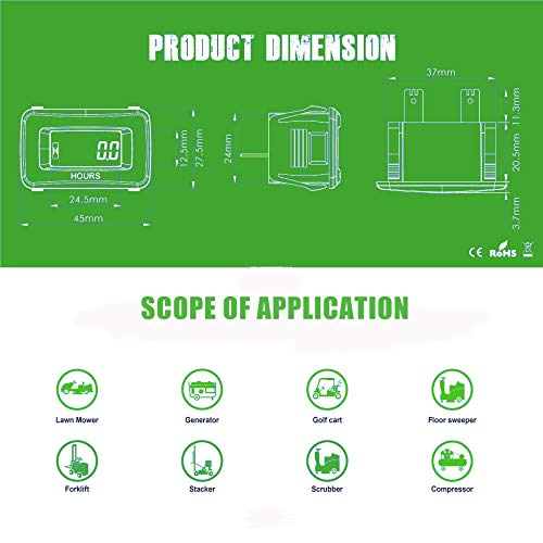  [AUSTRALIA] - Jayron JR-HM055AD AC/DC 5V to 277V Digital LCD Hour Meter for Garden Lawn Mower ZTR Tractor Generator Golf Club Club car wash Boat ATV Motor Compressor and Pneumatic Equipment