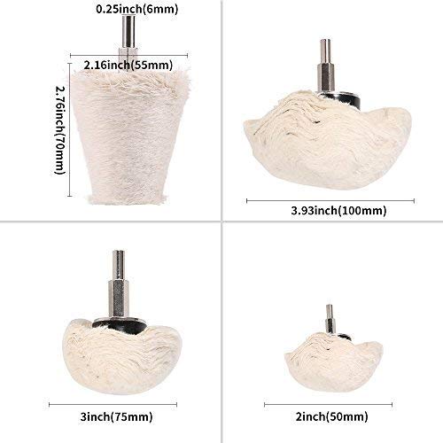  [AUSTRALIA] - polishing Ball Buffing Polishing Wheel for Drill Buffing Ball Cotton Polishing Mushroom/Cone Shaped Polishing Attachment with 1/4" Shank for manifolds Metal Stainless Steel Chrome Glass 4PCs