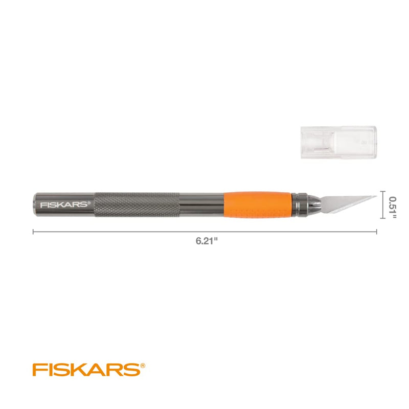  [AUSTRALIA] - Fiskars Heavy Duty Die Cast, Exacto, 8 Inch, Precision Knife for Crafts, Multi Use Blade with Protective Cover, Steel Cast Craft Knife