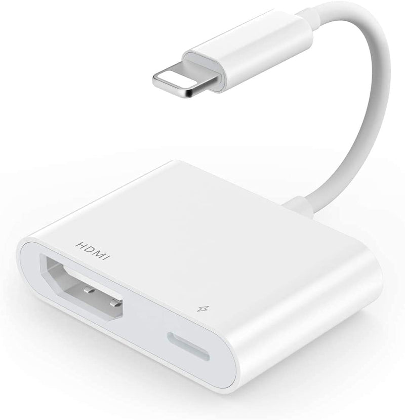  [AUSTRALIA] - [ Apple MFi Certified ] Lightning to HDMI Adapter, Plug & Play 1080P Screen Converter with Lightning Charging Port, iPhone to HDMI Adapter Compatible with iOS Devices for Projector/Monitor/TV White