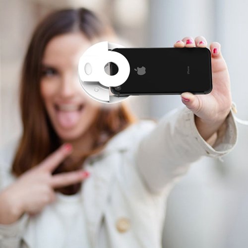 Auxiwa Clip on Selfie Ring Light [Rechargeable Battery] with 36 LED for Smart Phone Camera Round Shape, White - LeoForward Australia