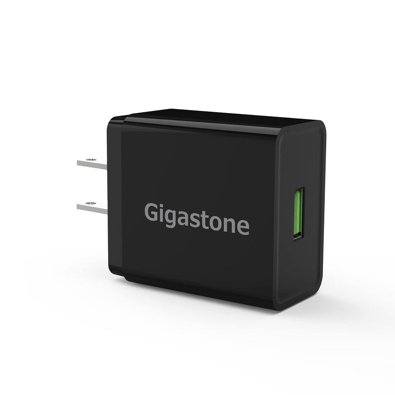  [AUSTRALIA] - Gigastone USB Wall Charger, QC3.0 Qualcomm Certified 3A Charger Plug, iPhone 18W Fast Charging, Compact Wall Charger for iPhone 14 13 12 11 Pro Max Galaxy S22 S21 S20 18W Wall Charger-Black