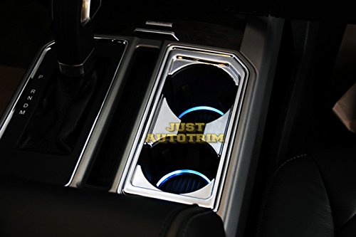  [AUSTRALIA] - justautotrim Central cup holder and Gear panel Moulding Chrome Cover trims Kit for 2015 2016 2017 2018 Ford F150 Accessories (cup holder panel) cup holder panel