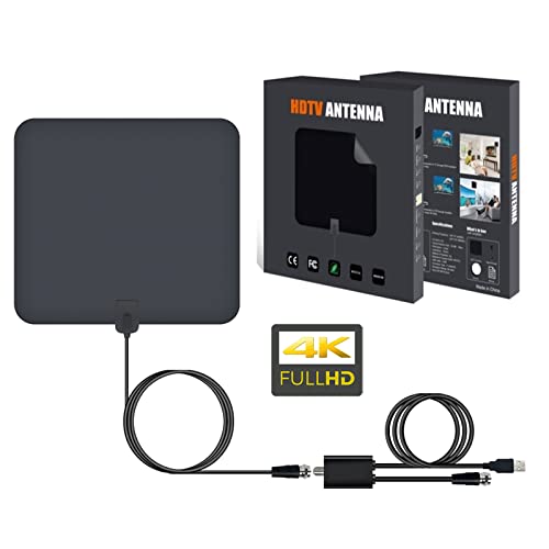  [AUSTRALIA] - YUECHI 2021 New Amplified HD Digital TV Antenna Long 80 Miles Range Antenna HDTV Antenna Support 4K 1080p Freeview, Indoor Amplifier Signal Booster for Local Channels (Black, Large), HD-01