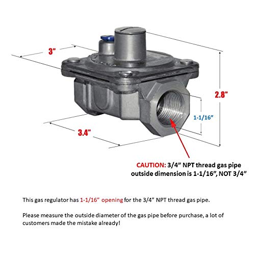 Maxitrol RV48L Liquid Propane Pressure Regulator, 3/4" FPT Thread, 1" In and Out Opening, 1/2 PSIG In, 5"-12" WC Out 3/4" Propane Gas (LP) - LeoForward Australia