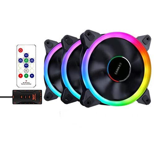  [AUSTRALIA] - 3 Pack Computer Case PC Fans RGB PWM LED Case Fan Adjustable Color Quiet High Airflow CPU Cooling Fans and Radiator Silent Intelligent Control (120mm/140mm/200mm) (120mm) 120mm