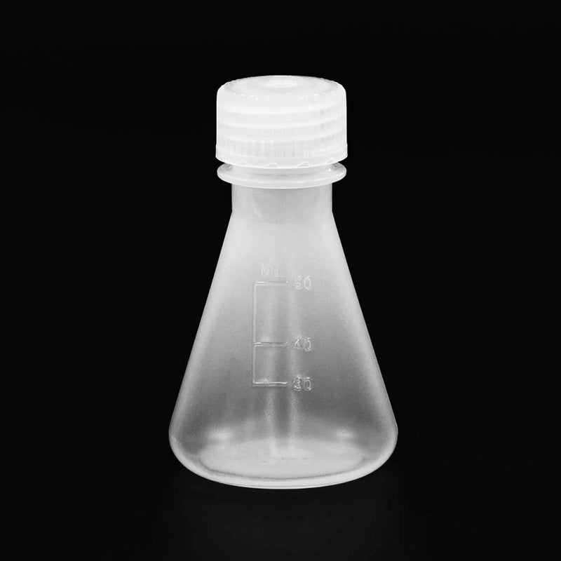 ULAB Scientific Conical Polypropylene Erlenmeyer Flask 1.7oz 50ml Narrow Neck with Screw Cap, Molded Graduations, Pack of 4, UEF1008 Vol. 50ml, Pack of 4 - LeoForward Australia