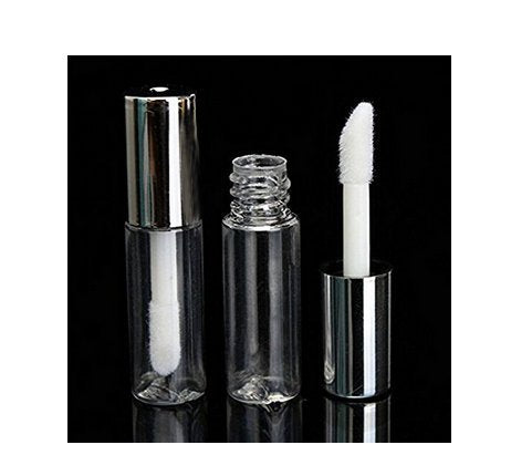 ASTRQLE 10Pcs 1.2ML Mini Reusable Empty Clear Plastic Lip Gloss Balm Tube Bottle DIY Lipstick Container Vials (Silver) Silver - LeoForward Australia