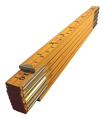  [AUSTRALIA] - Folding Wooden Stick Ruler, Inch & Metric (6-foot-6-inch/2-Meter When Straight), Carpenters/General Use