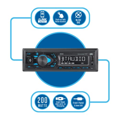  [AUSTRALIA] - JENSEN MPR210 7 Character LCD Single DIN Car Stereo Receiver | Push to Talk Assistant & Scosche FD02BCB Compatible with 1986-97 Ford Power/Speaker Connectors for Aftermarket Stereo Installation
