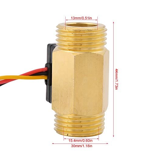  [AUSTRALIA] - 1Pc Turbine Water Flow Meter Flow Sensor G1/2'' Electric Magnetic Brass Inline Hall Switch Male Thread 1-25L/min