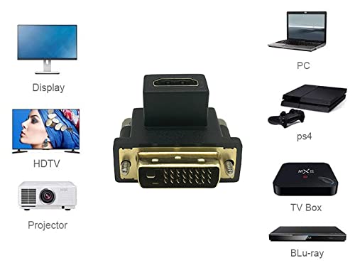  [AUSTRALIA] - Dafensoy Up Angled 90 Degree DVI to HDMI Adapter, Gilded DVI Male to HDMI Female, for Computer & HDTV & Graphics Card,Projector