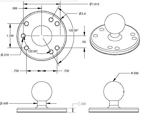 RAM MOUNTS Round Plate with Ball - LeoForward Australia