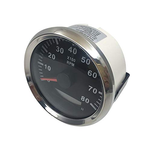  [AUSTRALIA] - ELING Engine Tachometer RPM Gauge REV Counter with Hourmeter 8000RPM 85mm with Backlight