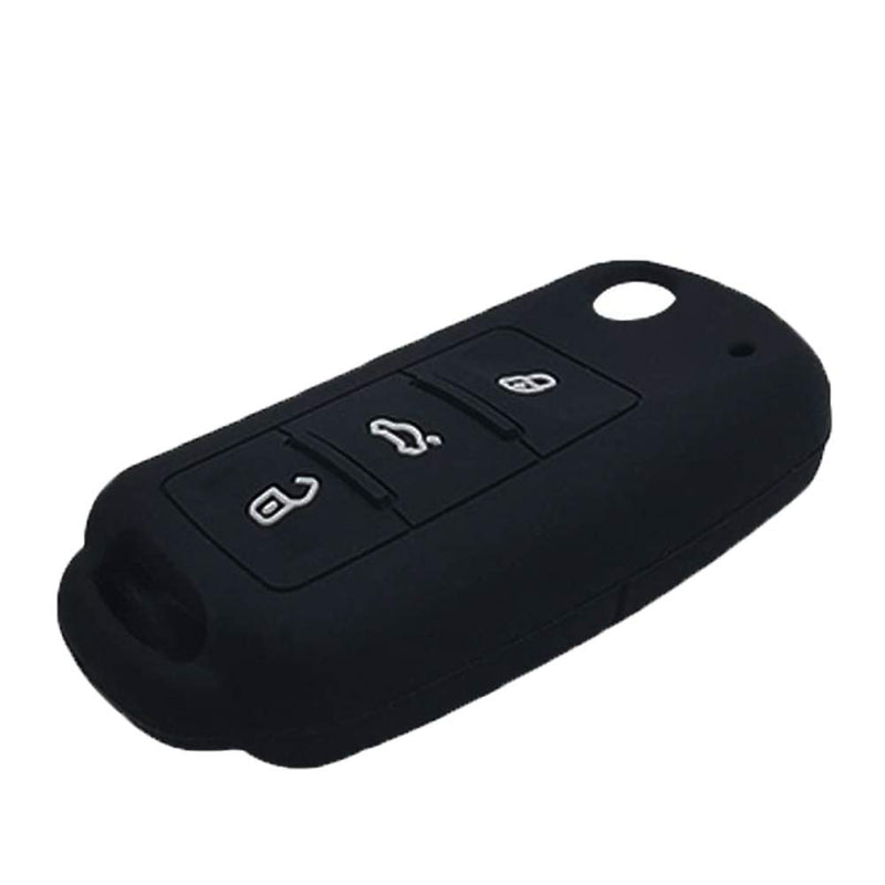 LemSa 2Pcs 3 Buttons Silicone Flip Key Fob Cover Case Protector Holder for VW Volkswagen Jetta GTI Passat Golf Tiguan Touareg Beetle, Black 2pcs Black - LeoForward Australia