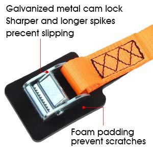  [AUSTRALIA] - JCHL Sturdy 20-foot-by-1-inch Tie Down Strap Lashing Strap Cargo Tie-Down Strap Padded Cam Lock Buckle 1000lbs Capacity (2-Pack) Orange-2Pack