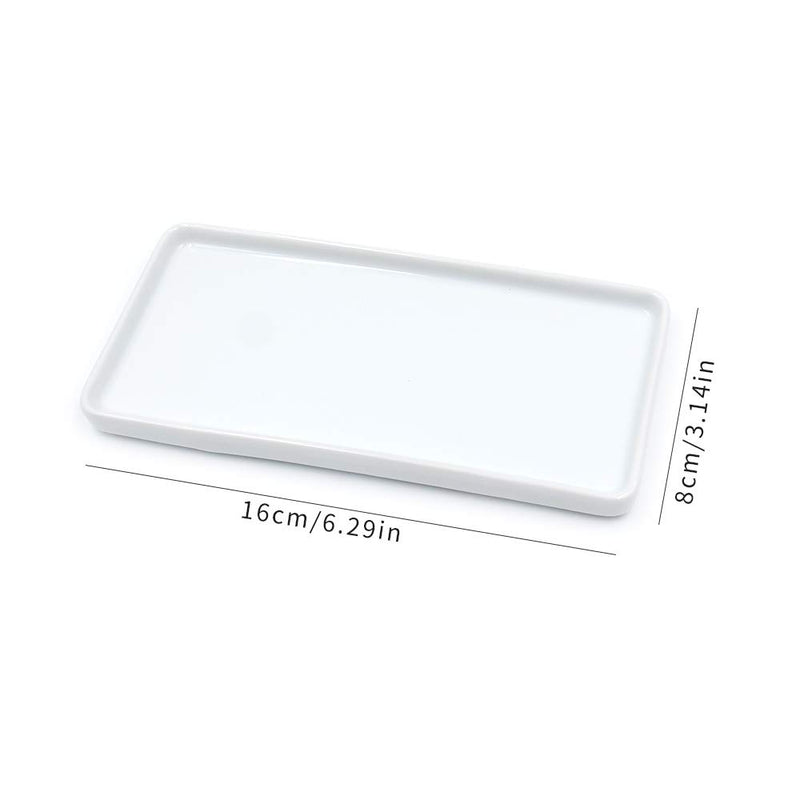  [AUSTRALIA] - Floatant Small Ceramic Candle Tray Rectangle White Sink Tray Perfume Tray Bathroom Tray Jewelry Organizer Ceramic Soap Dish Paper Holder for Decoration Tub Kitchen Counter Restroom(Small) 1 of small tray