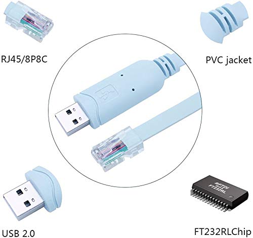 Gopala 6 FT(1.8M) Cisco Console Cable with FTDI Chip, USB to Rj45 Cable Blue - LeoForward Australia