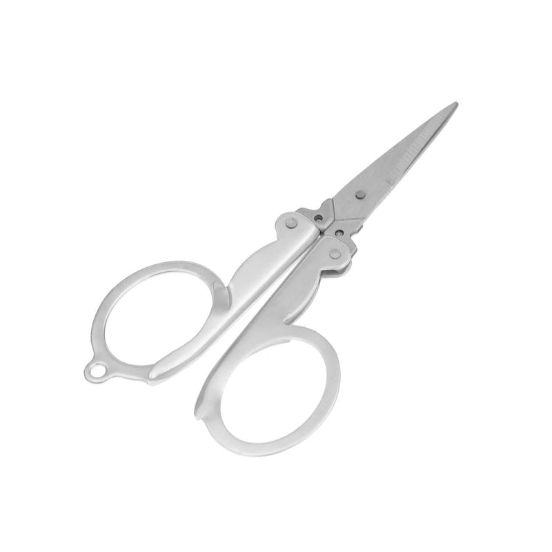  [AUSTRALIA] - 4 Pieces Foldable Small Scissors,Portable Mini Travel Scissor,Big Size Stainless Steel Folding Scissor with Keychain Pointy Small Sewing Fold Up Scissors Craft Camping