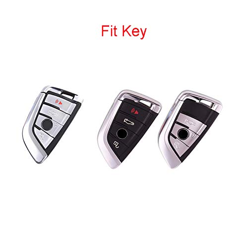  [AUSTRALIA] - Royalfox(TM) Soft Silicone Carbon Fiber Style Smart keyless Remote Key Fob case Cover for BMW 1 2 5 7 M Series,BMW X1 X3 X4 X5 X6 X7 Keychain (for BMW New Key) For bmw new key