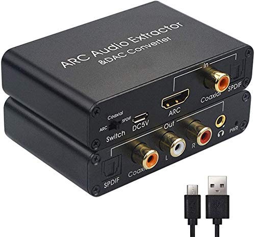  [AUSTRALIA] - 192KHz DAC Converter Multifunction Audio Converter, HDMI ARC Audio Extractor Adapter, Toslink(Optical) or Coaxial or HDMI ARC Input to Coaxial + Toslink(Optical) + Stereo L/R + 3.5mm Jack Output