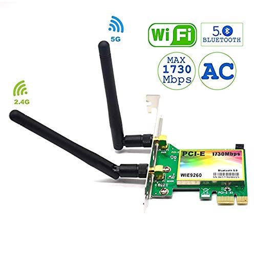  [AUSTRALIA] - Padarsey WiFi Card AC 1730Mbps Bluetooth 5.0 Dual Band Wireless Network Card 9260 PCIe Adapter PCI-E Wireless WiFi Network Adapter for Desktop PC (WIE9260)