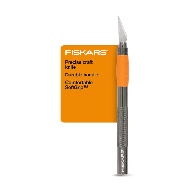  [AUSTRALIA] - Fiskars Heavy Duty Die Cast, Exacto, 8 Inch, Precision Knife for Crafts, Multi Use Blade with Protective Cover, Steel Cast Craft Knife