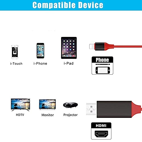  [AUSTRALIA] - Lightning to HDMI Adapter, [Apple MFi Certified] 1080P HDTV Cable Adapter, Digital AV Sync Screen Connector on TV/Monitor/Projector Compatible for iPhone, iPad and iPod -NO Need Power Supply (Red)