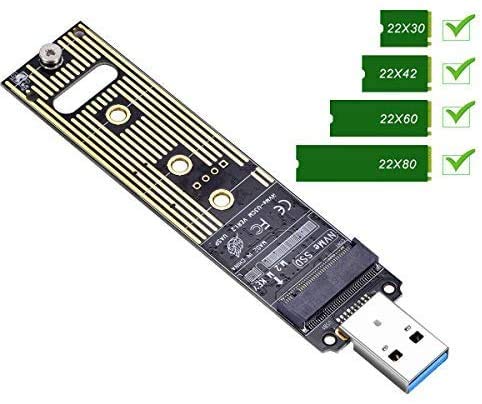  [AUSTRALIA] - M.2 NVME USB 3.1 Adapter, M-Key M.2 NVME to USB Card Reader USB 3.1 Gen 2 Bridge Chip with 10 Gbps High Performance, Compatible with Samsung 950/960/970 Evo/Pro or Other M.2 SSDs with PCI-E Type