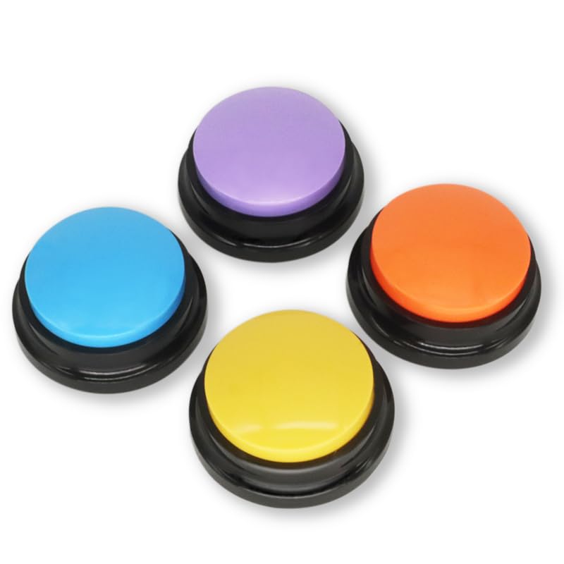  [AUSTRALIA] - Voice Recording Button, Dog Buttons for Communication Pet Training Buzzer, 30 Second Record & Playback, Funny Gift for Study Office Home 4 Packs (Sky Blue+Orange+Deep Yellow+Purple)