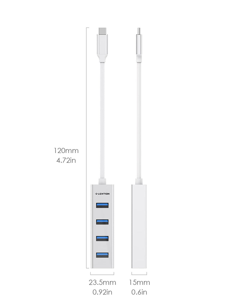  [AUSTRALIA] - LENTION USB C Hub with 4 USB 3.0 Ports Compatible 2021-2016 MacBook Pro 13/15/16 M1, Mac Air & Surface, iPad Pro, Chromebook, More, Stable Driver Certified Ultra Slim Adapter (CB-C22s, Silver)