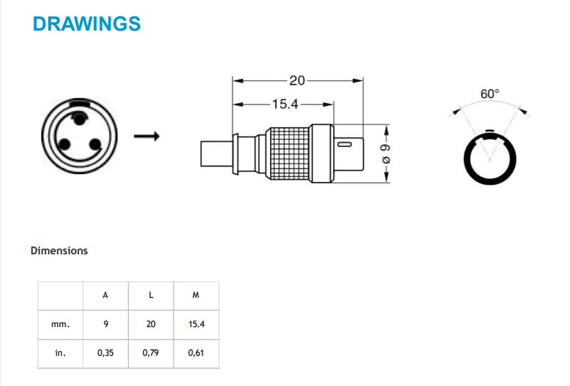  [AUSTRALIA] - DRRI 00B 3pin Connector FVB.00.303.NLAE24 for wisycom MTP40/40S for Sennheiser SK2000 (3pin Plug)