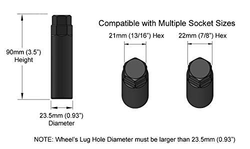  [AUSTRALIA] - Large Chrome 6 Point Spline Tuner Socket Key Tool (20mm Inner Diameter) for Six-Spline Truck SUV Wheel Lock Lug Nuts - Uses 21mm (13/16) and 22mm (7/8) Hex Socket - 1pc