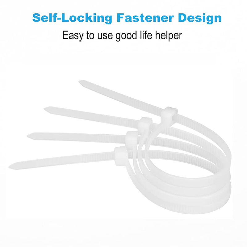  [AUSTRALIA] - 100 PCS 12 Inch Cable Zip Ties White Heavy Duty, Premium Plastic Wire Ties Clear with 50 Pounds Tensile Strength, Self-Locking Nylon White Zip Ties for Indoor and Outdoor 12 Inch (100 PCS)
