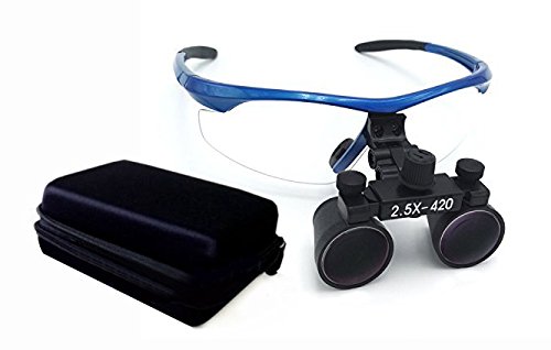  [AUSTRALIA] - BoNew Surgical Binocular Magnifier 2.5x420mm Optical Glass DY-101 Plastic Frame with Anti-Fog Coating Blue