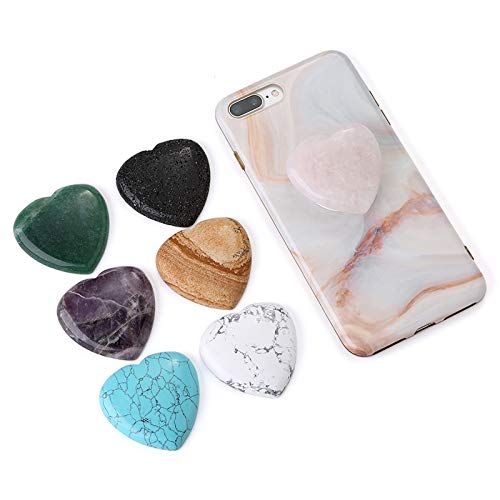  [AUSTRALIA] - Black Lava Stone Heart Phone Grip, Essential Oil Diffuser Collapsible Holder for Smart Phone and Tablet Black Lava