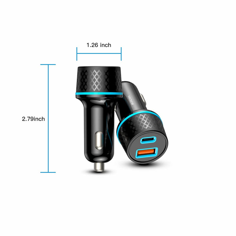 [AUSTRALIA] - USB Car Charger, WORDIMA USB C Car Charger PD20W/PPS20W & QC3.0 18W/SCP22.5W Car Adapter, Compatible with iPhone13 pro max/iPad Pro/Samsung/Google Pixel/Oneplus (Black)