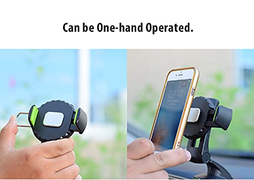  [AUSTRALIA] - Generic Vcan Car Phone Holder, Dashboard Windshield Cell Phone Mount for Car Compatible with All Mobile Phones , 360 Degree Rotation, One Hand Operated (Black/Green)