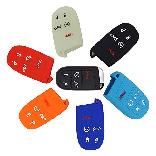  [AUSTRALIA] - BTSMONE Silicone 5 Buttons Smart Key Fob Remote Cover Case Keyless Entry Protector Bag for Jeep Grand Cherokee Dodge Challenger Charger Dart Durango Journey Chrysler 300 Blue